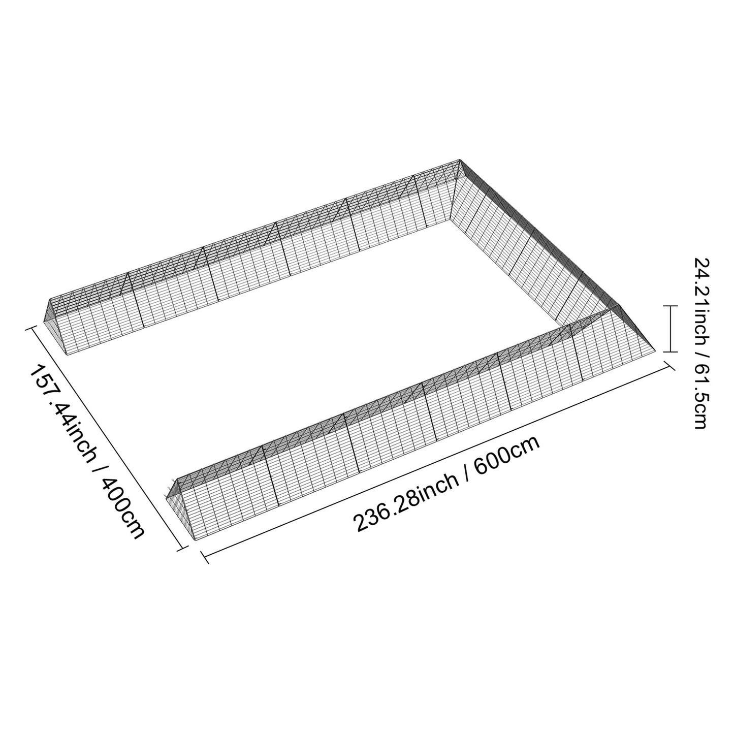 Kippenren – Dierenren – Kippenhok – Mobiele Ren – Buitenren – Grote Loopruimte 236x158 inch – Roestvrij Metalen Frame