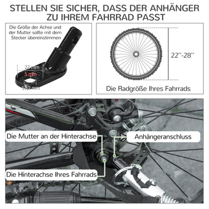 Hondenaanhanger – Fietsaanhanger – Hondenkar – Draagwagen – Transportkar – Grijs – 3-in-1 Ontwerp – Waterbestendig Oxford Polyester