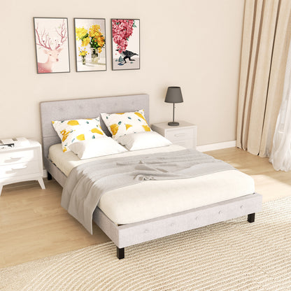 Bed Frame High Headboard 120*200Cm/140*200Cm Robust Bed Frame Maximum Load Capacity 350Kg for Bedroom Bed Faux Leather Fabric