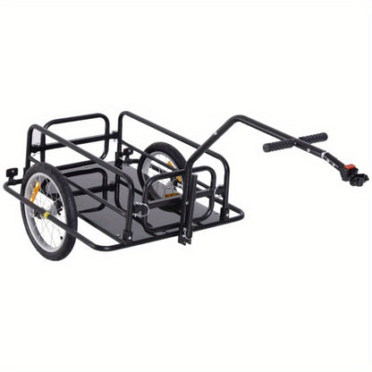 Fietsaanhanger – Bakfiets – Transportkar – Cargo Trailer – Fietskar – Opvouwbaar – 40 kg Capaciteit – Zwart Metalen Frame