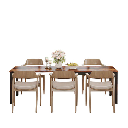 Tafel – Eettafel – Bureau – Werkplek – Eettafel Voor Twee – Extra Lang 200 cm – Robuust Zwart Metaal Met Bruin Houtnerf – Ruimtebesparend Ontwerp