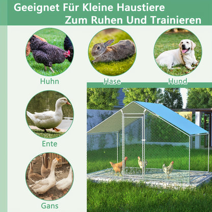 Kippenren – Hokken – Kooien – Buitenruimte – Ren Voor Dieren – 3x2x2 m – Waterdichte PE Stof – Stabiel Metaalframe Met Veiligheidsluiting