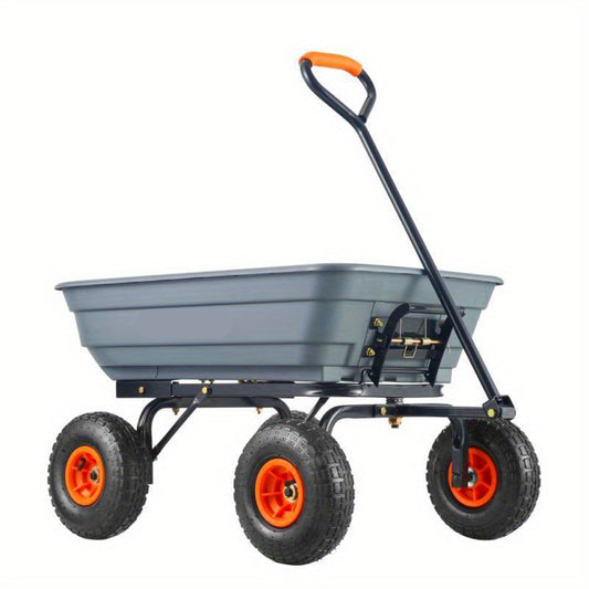 Tuinkar – Tuinwagen – Tuinkar Met Wielen – Tuinkar Voor Tuinwerk – 270 Kg Draagkracht – Verstelbare Trekstang