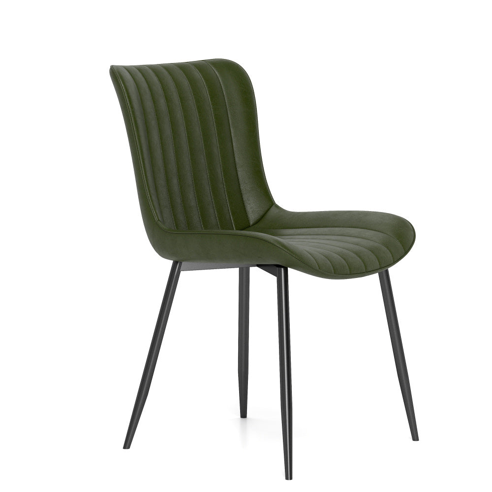 Groene Eetkamerstoelen – Stoelen – Dining Chairs – Armloze Stoelen – Keukenstoelen – PU-Lederen Zitting – Stevig Massief Hout Frame