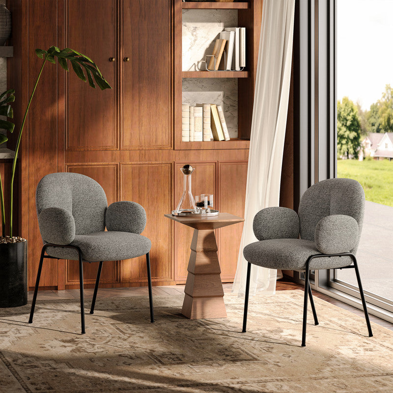 Set van 2 Chic Scandinavische Accentstoelen – Gebogen Design met Verstelbare Poten – Grijs, Stijlvol en Comfortabel