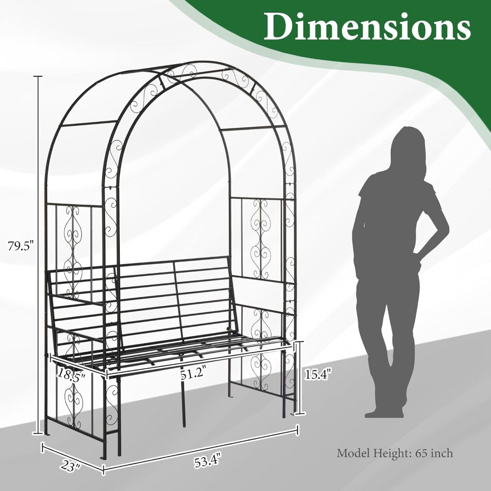 Rozenboog – Klimrek – Tuinarche – Klimplantboog – Pergola – Metalen Rozenboog Met Bank – Gepoedercoat Staal – Weerbestendig & Stevig