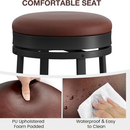 Barkrukken – Barstoelen – Keukenstoelen – Eetkamerstoelen – Industrieel – Draaibare Zitting 360° – Metalen Frame – 60,96 cm Hoogte – Kunstleer – Set Van 4 – Voetsteun – Ruimtebesparend – Comfortabel