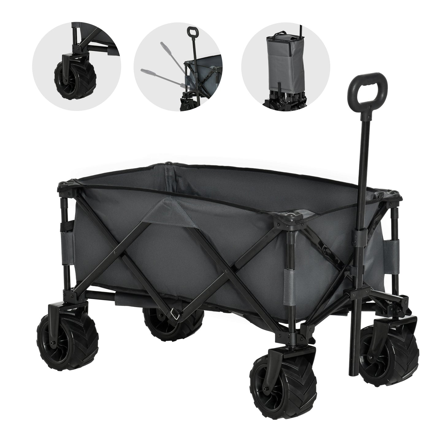 Transportkar – Vouwkar – Bolderkar – Trolley – Steekwagen – 360° Draaibare Wielen – Verstelbare Telescoopgreep – Draagvermogen 70 kg – Donkergrijs Metalen Frame
