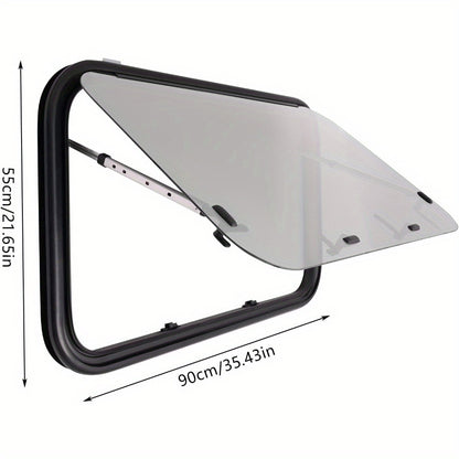 Caravanraam – Camperraam – Uitschuifraam – Schuifraam – Ventilatieraam – Aluminium Frame – 90x55 cm – Gehard Glas – Insectenhor – Eenvoudige Montage