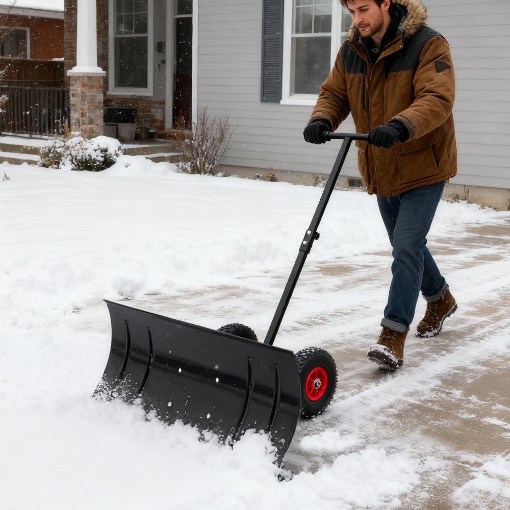 Sneeuwschuiver – Sneeuwschep – Sneeuwruimer – Bladruimer – Sneeuwschuifschep – Metalen Blad 74 cm Breed – 5-Posities Hoogte Verstelbaar
