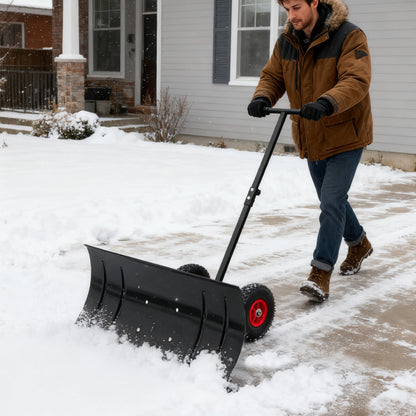 Sneeuwschuiver – Sneeuwschep – Sneeuwruimer – Bladruimer – Sneeuwschuifschep – Metalen Blad 74 cm Breed – 5-Posities Hoogte Verstelbaar