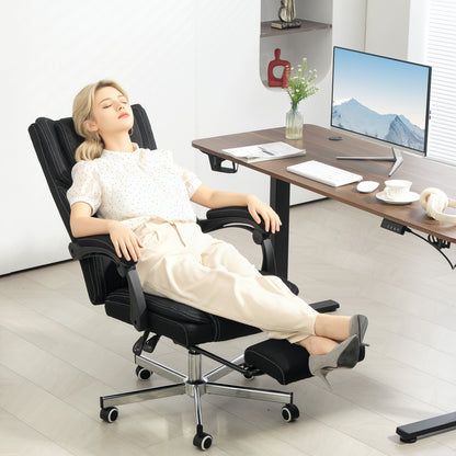 Bureaustoel – Office Chair – Werkstoel – Computestoel – Ergonomische Stoel – Verstelbare Hoogte – Inklapbare Rugleuning met Voetensteun – Zwart