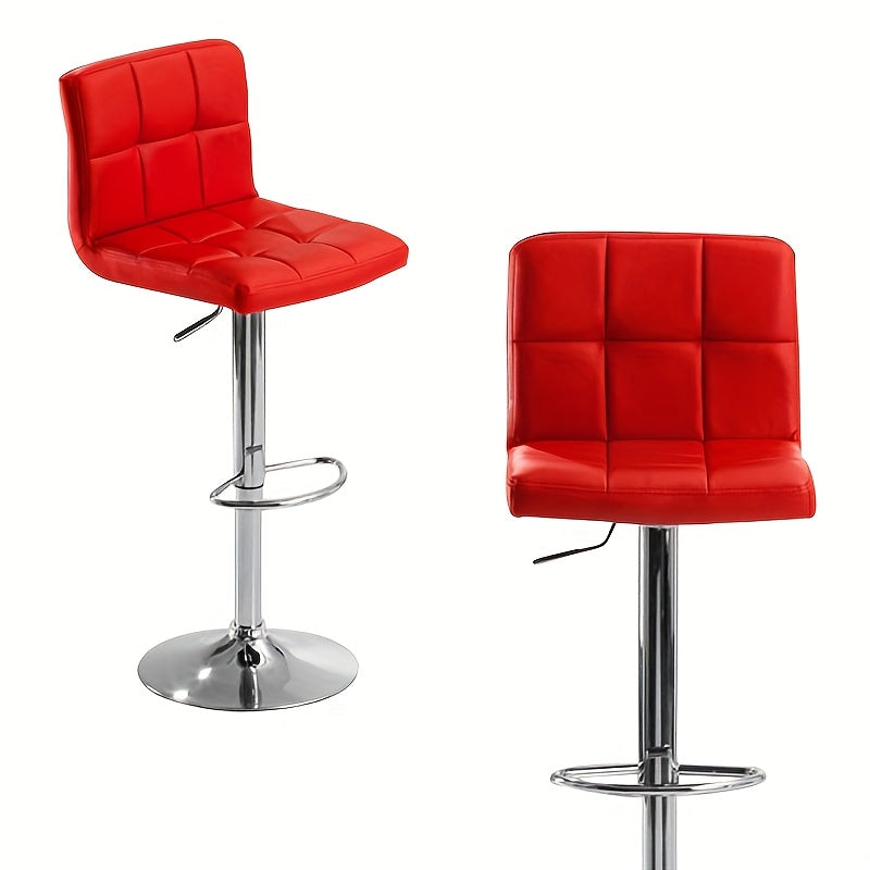 Barkrukken – Barstoelen – Keukenkruk – Stoel – Kruk – Set Van 2 – Verstelbare Zithoogte 92-112 cm – 360° Draaibaar – Ergonomische Rugleuning – Stalen Frame Met Antislipvoet – Rood Kunstleer – Comfortabel & Duurzaam
