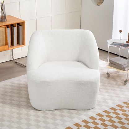 Fauteuil – Armstoel – Relaxstoel – Zitzetel – Lounge Chair – Crème Wit – Fleece Bekleding – Comfortabele Dikke Kussens
