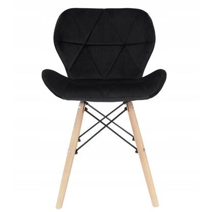 Velvet Stoel – Eetkamerstoel – Bureaustoel – Designstoel – Zetel – Zachte Velvet Bekleding – Stevige Beukenhouten Poten – Zithoogte 45 cm – Zwart Mat