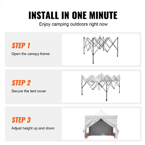 Partytent - Shelter tent 10x10ft - Polykatoen - Eenvoudig Opzetten - Aerodynamisch design - Verwijderbare zijwanden - UV Bestendig - Waterdicht - Wit - QUORE