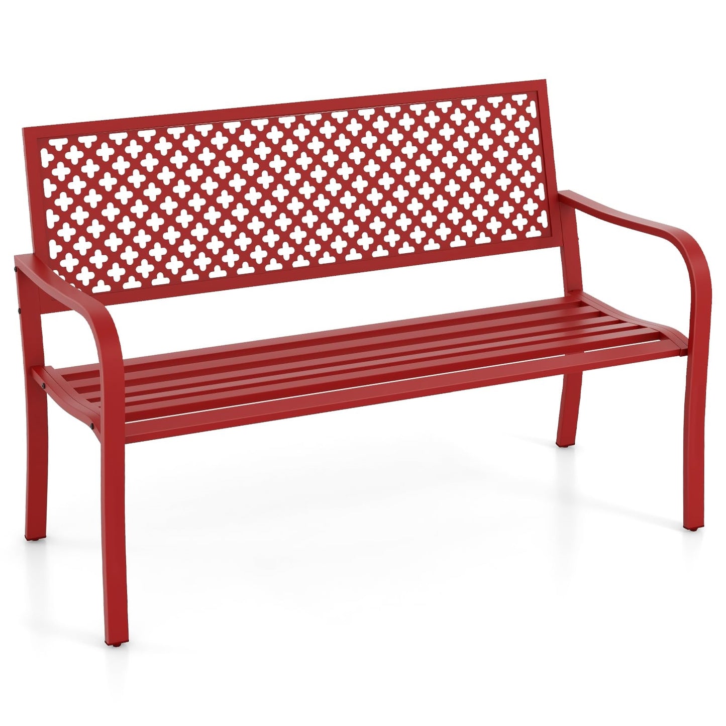 Tuinbank – Buitenbank – Parkbank – Loungebank – Metalen Bank – Rood Metalen Design – Weerbestendig Metalen Frame – Geschikt Voor 2-3 Personen – Draagkracht Tot 300 Kg