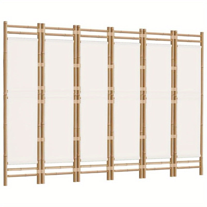 Bamboescherm – Vouwscherm – Kamerscheiding – Scheidingswand – Roomdivider – Crème Canvas – 240 Cm Breed – Duurzaam Bamboe Frame