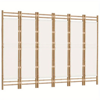 Bamboescherm – Vouwscherm – Kamerscheiding – Scheidingswand – Roomdivider – Crème Canvas – 240 Cm Breed – Duurzaam Bamboe Frame