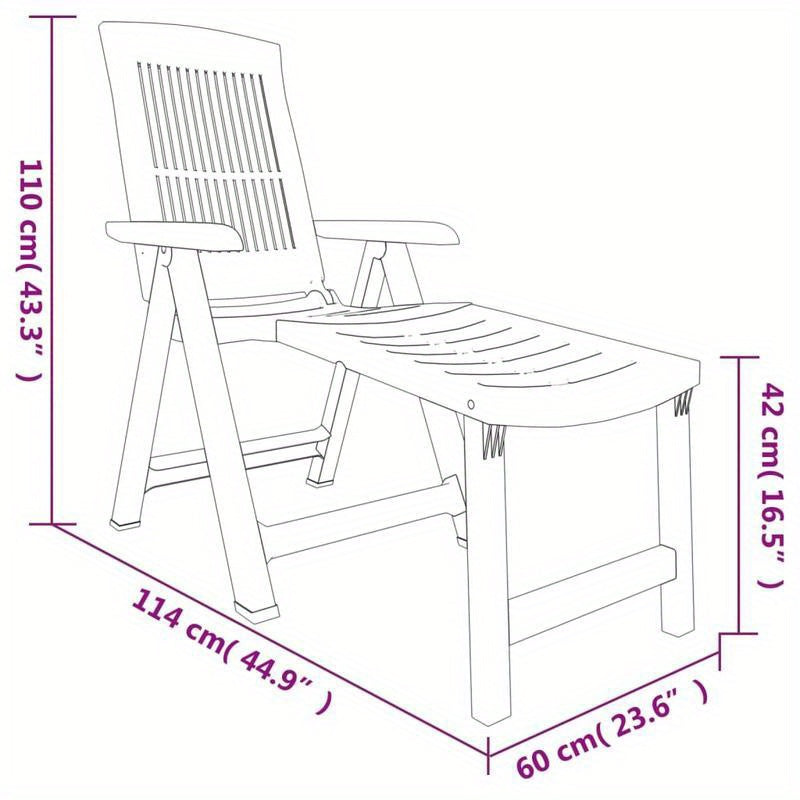 White Plastic Lounge Chair with Cushioned Seat & Backrest - Heavy-Duty All-Weather Durable Modern Design, Foldable Lightweight Sturdy Frame for Balcony, Terrace, Backyard, Poolside, Beach - Easy Assembly & Low Maintenance (Id