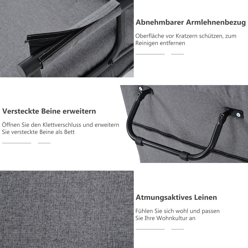 Slaapstoel – Slaapfauteuil – Slaapbank – Logeerbed – Zetelbed – Verstelbare Rugleuning 6 Posities – Inklapbaar en Ruimtebesparend – Comfortabele Zitting met Kussens