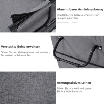 Slaapstoel – Slaapfauteuil – Slaapbank – Logeerbed – Zetelbed – Verstelbare Rugleuning 6 Posities – Inklapbaar en Ruimtebesparend – Comfortabele Zitting met Kussens