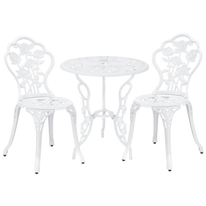Bistroset – Balkonset – Tuinset – Tuintafel – Tuinstoelen – Wit – Compact en Weerbestendig – Gietijzer en Aluminium