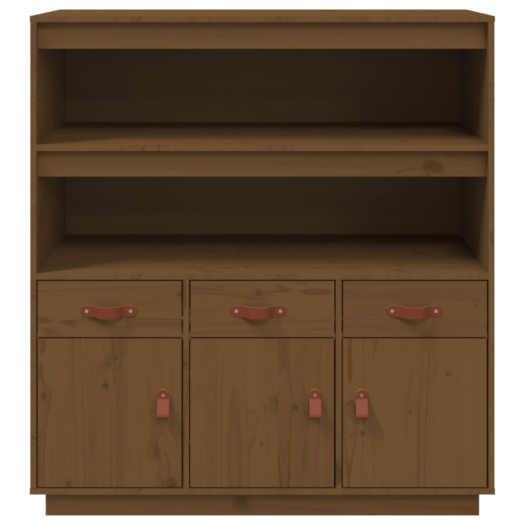 Hoogkast – Opbergkast – Kast – Boekenkast – Dichte Kast – Massief Dennenhout – Compact Hoog Model – Honingbruin