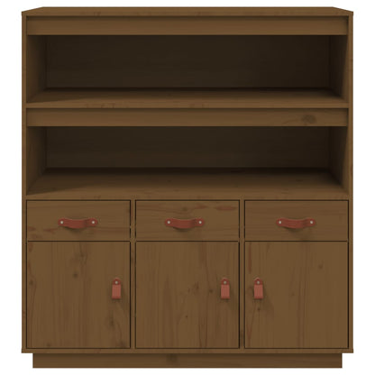 Hoogkast – Opbergkast – Kast – Boekenkast – Dichte Kast – Massief Dennenhout – Compact Hoog Model – Honingbruin