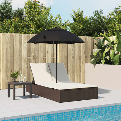 2-Persoons Ligstoel – Tuinstoel – Loungestoel – Buitenstoel – Balkonstoel – Verstelbare Rugleuning – Kantelbare Parasol
