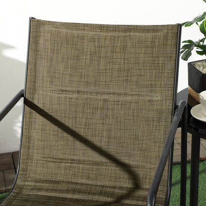 Tuinstoelen – Buitenstoelen – Terrasstoelen – Balkonstoelen – Tuinmeubel – Set Van 2 – Ademend Polyester Mesh – Stevig Stalen Frame – Zwart/Bruin – 54x66,5x88 cm