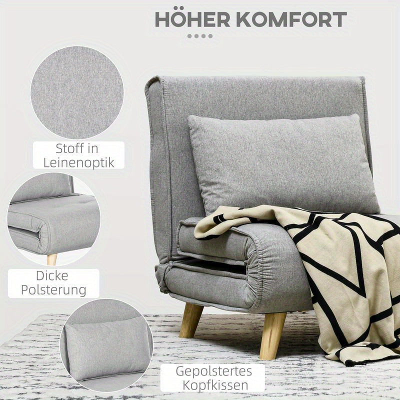 6-Position Adjustable Recliner Chair with Ergonomic Design - Heavy Duty 150kg Weight Capacity, Plush Cushioning & Sturdy Hardwood-Like Frame, Modern Grey Fabric Upholstery - Multifunctional Lounge Chair for Living Room, Bedro