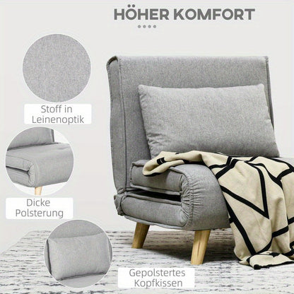 6-Position Adjustable Recliner Chair with Ergonomic Design - Heavy Duty 150kg Weight Capacity, Plush Cushioning & Sturdy Hardwood-Like Frame, Modern Grey Fabric Upholstery - Multifunctional Lounge Chair for Living Room, Bedro