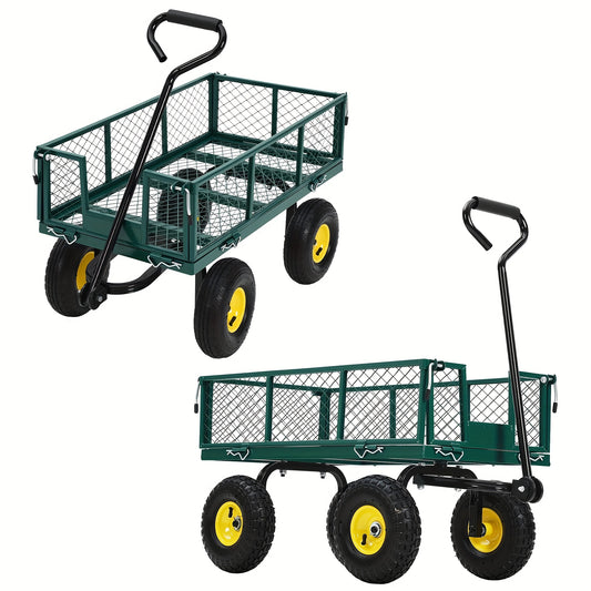 Tuinkar – Kruiwagen – Kiepkar – Tuinwagen – Kar – 500 kg Draagkracht – 3-in-1 Design Met 180° Draaibaar Handvat