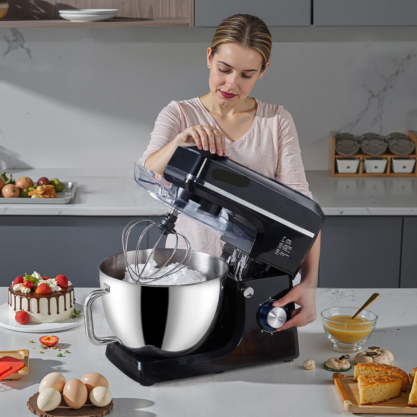 Standmixer – Keukenmixer – Deegmixer – Keukenrobot - Mengmachine – 7,8 Liter – Roestvrij Staal – 6 Snelheden