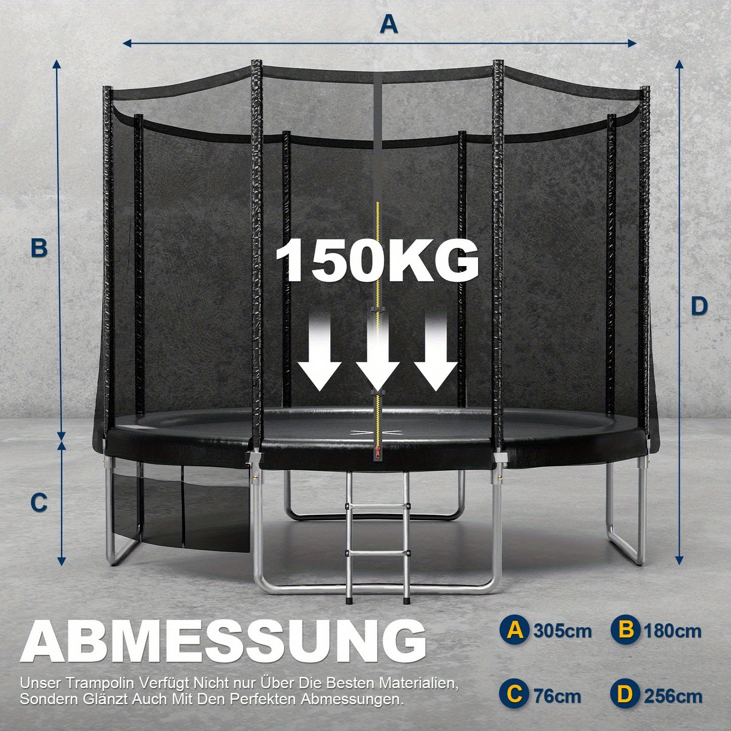 Trampoline Buiten – Tuin Trampoline – Indoor Trampoline – Springkussen – Recreatieve Trampoline – Veiligheidsnet Inclusief – Duurzaam Frame 427 cm