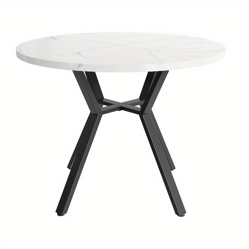 Ronde Marmeren Eettafel – Salontafel – Tafel – Woonkamer Tafel – Design Tafel – Metaal Onderstel – Duurzaam & Stevig – 100 cm – Zwart