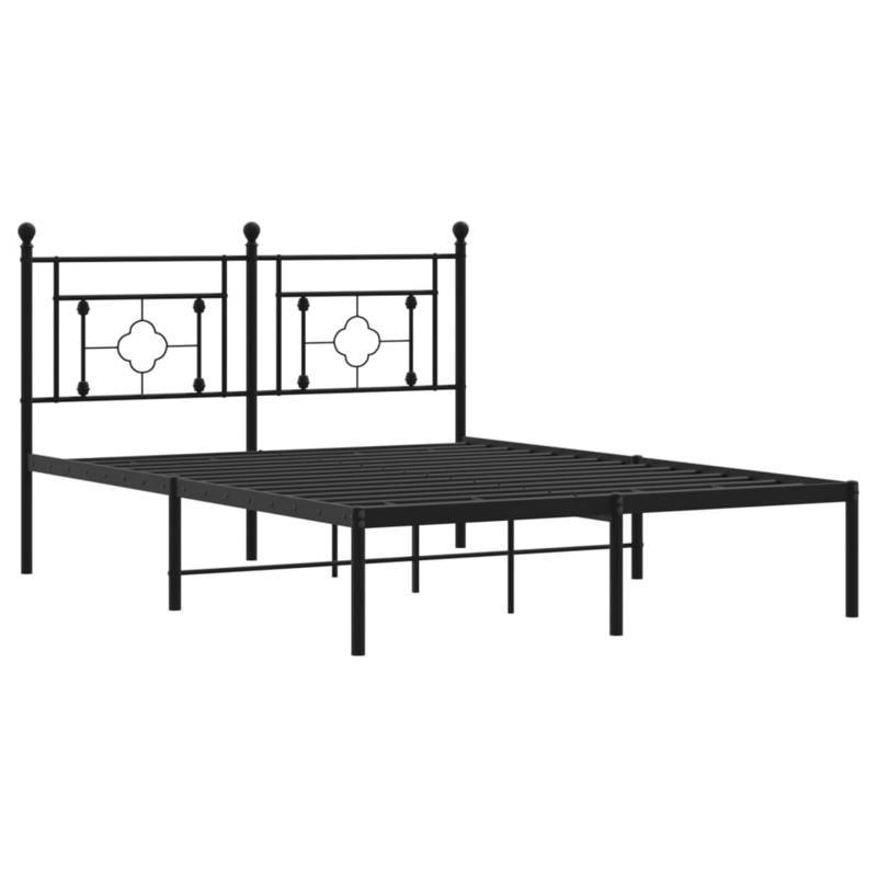 Modern Metal Bed Frame with Headboard - Heavy-Duty Powder-Coated Bed Frame Suitable for Bed, Queen Size (140x200cm), Assembly, Sturdy Non-Creak, Not Included