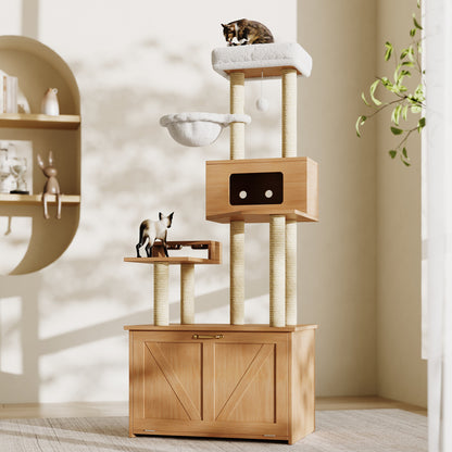 Krabpaal – Kattenboom – Kattenhuis – Krabmeubel – Krabtoren – Ruime Platforms – Aluminium Frame – 80x50x173 cm – Ruimtebesparend Design
