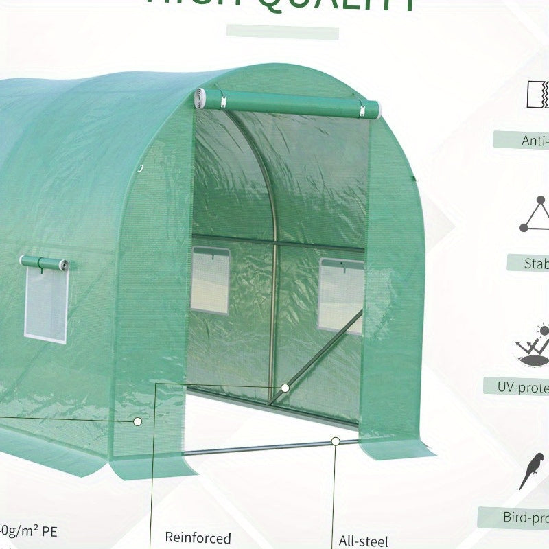 Kas – Kweekkas – Broeikas – Tuinkas – Plantenkas – Lichtgewicht Polyethyleentereftalaat – 395x195x190 cm – 6 Ventilatieraampjes Met Insectengaas