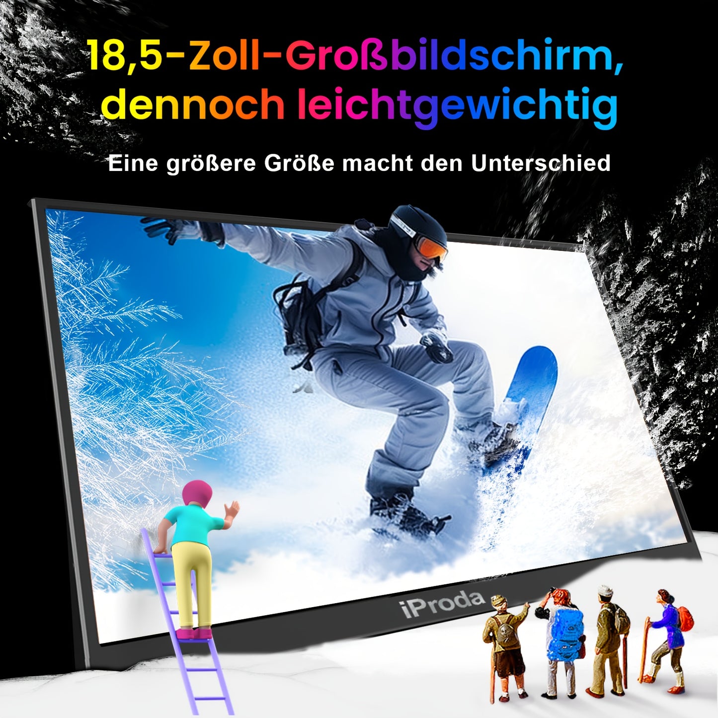 18,5 Inch Draagbare Monitor – Portable Scherm – Extern Display – Extra Beeldscherm – Ultradun Scherm – 120Hz Verversing – 100% sRGB Kleurweergave