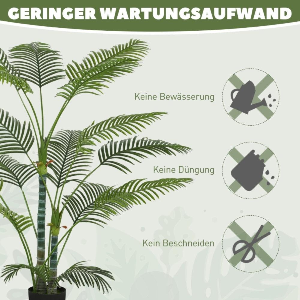 Kunstpalm – Nepboom – Valse Palm – Kunstplant – Faux Tree – UV-Bestendig – Onderhoudsvrij – 16 Realistische Bladeren – Zwarte Pot