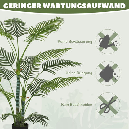 Kunstpalm – Nepboom – Valse Palm – Kunstplant – Faux Tree – UV-Bestendig – Onderhoudsvrij – 16 Realistische Bladeren – Zwarte Pot