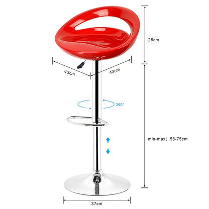 Barstoel – Barkruk – Barstoel Kruk – Keukenstoel – Barstoel Set – Verstelbare Hoogte 60-80 cm – Draaibaar ABS Kunststof Rood