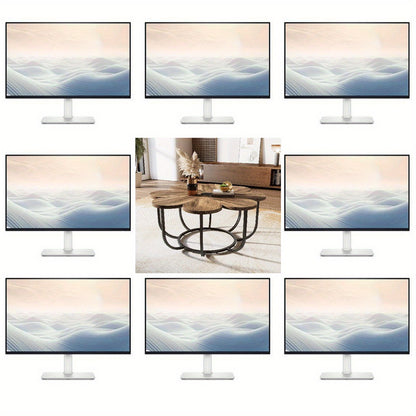 Bloemvormige Salontafel – Modern Coffee Table – Sofa Tafel – Woonkamer Tafel – Bloem Salontafel – 100 cm Diameter – Marmerlook Tafelblad met Metalen Frame