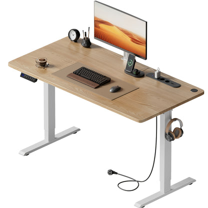 HLDIRECT Electric Desk With Adjustable Height, USB Charging Port, And Power Outlet, Adjustable Computer Desk With 3-function Memory