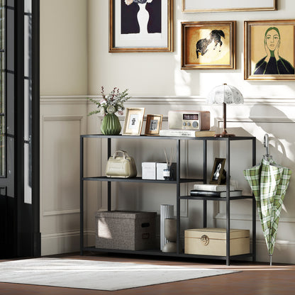 Sidetable – Consoletafel – Bijzettafel – Halmeubel – Dressoir – Industrieel Design – Stalen Frame – 110x30x75 cm – Zwart – Anti-Kantel – Extra Opbergruimte
