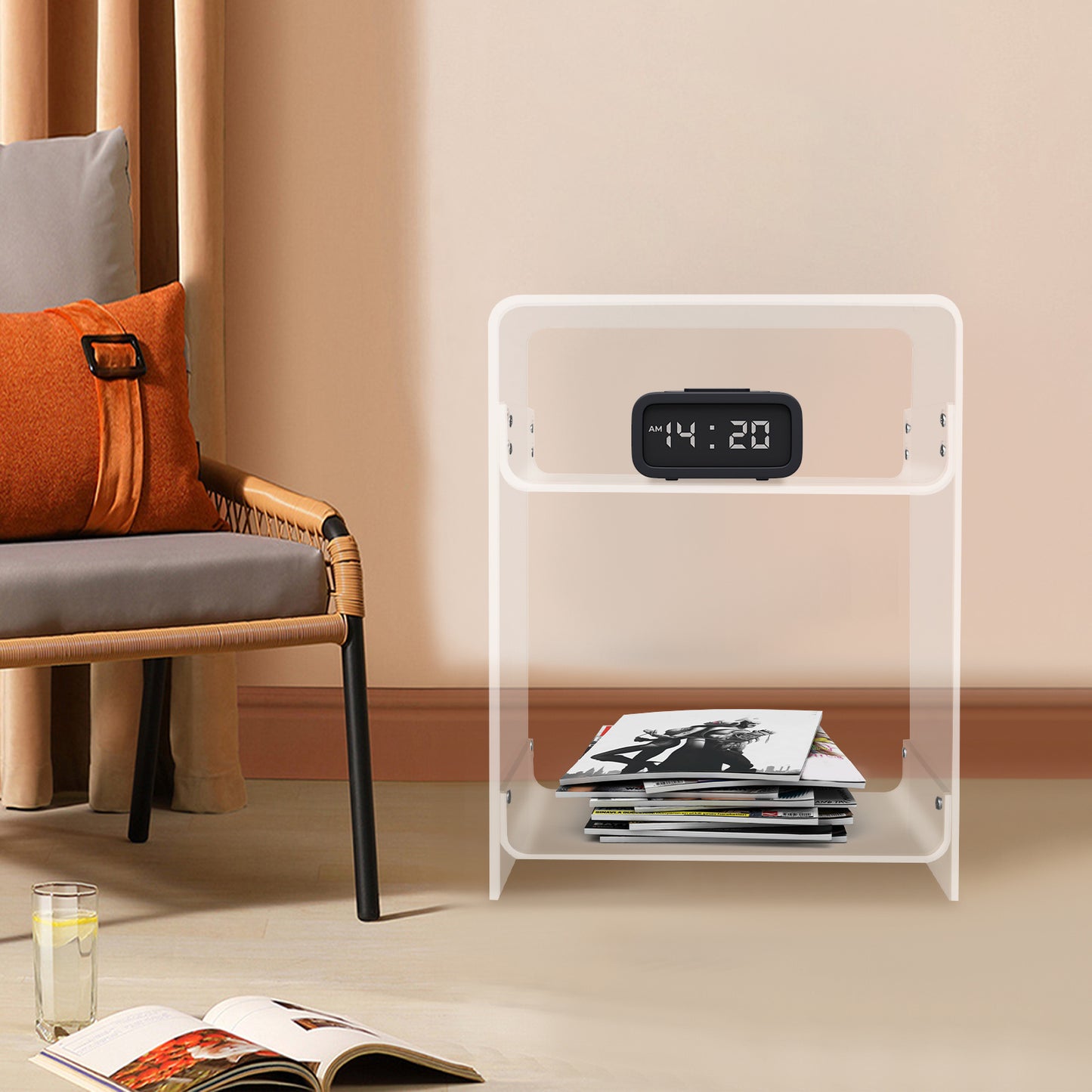 Bijzettafel – Nachtkastje – Salontafel – Sidetable – Banktafel – Transparant Acryl – Stevig A-Frame Design – 30 KG Draagvermogen – Ruimtebesparend Compact