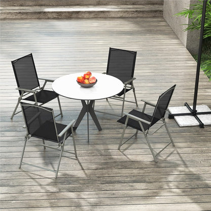 Tuinstoelen – Balkonstoelen – Terrasstoelen – Klapstoelen – Loungestoelen – Weerbestendig Stof – Maximaal 150 kg Draaggewicht – Set van 4 Zwarte Stoelen