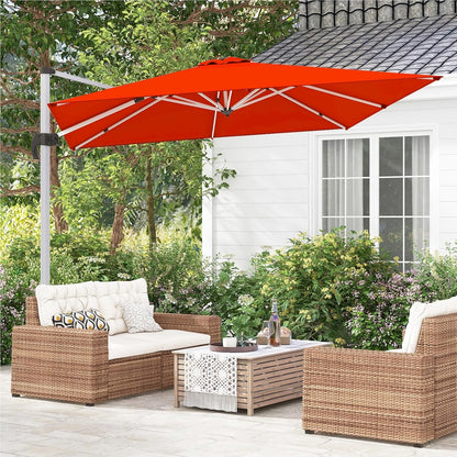 Rechthoekige Parasol – Terrasparasol – Tuinparasol – Marktparasol – Vlagparasol – 300 x 300 cm – 360° Draaibaar – Verstelbare Kantelfunctie – Rood